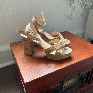 Lulu’s cork ankle strap heels